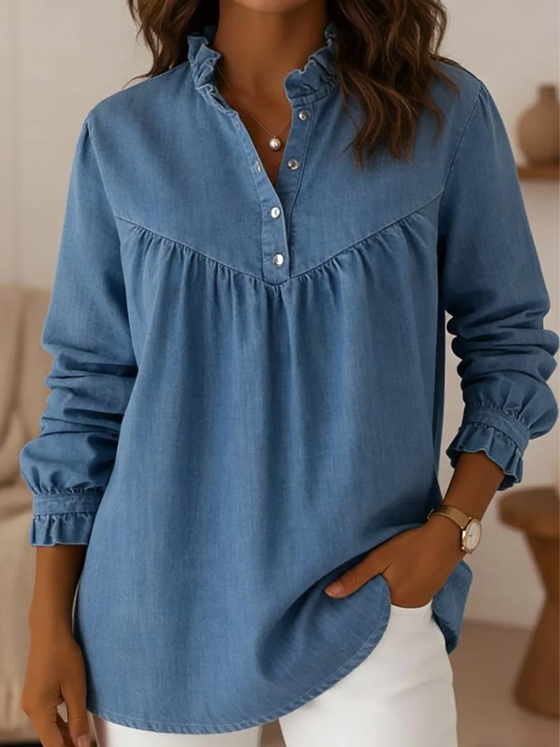 Aleska - Denim Blouse With Buttons