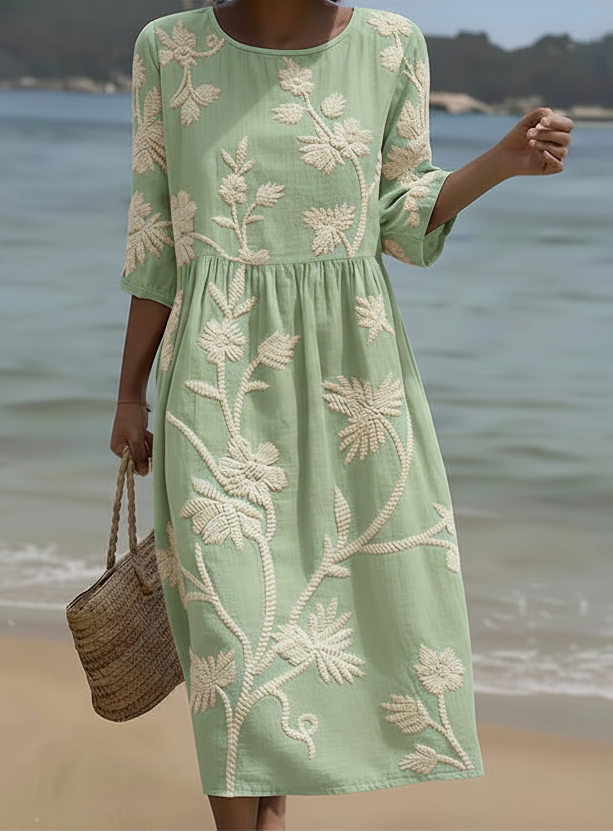 Gwen | Plant & Flower Print Midi Dress